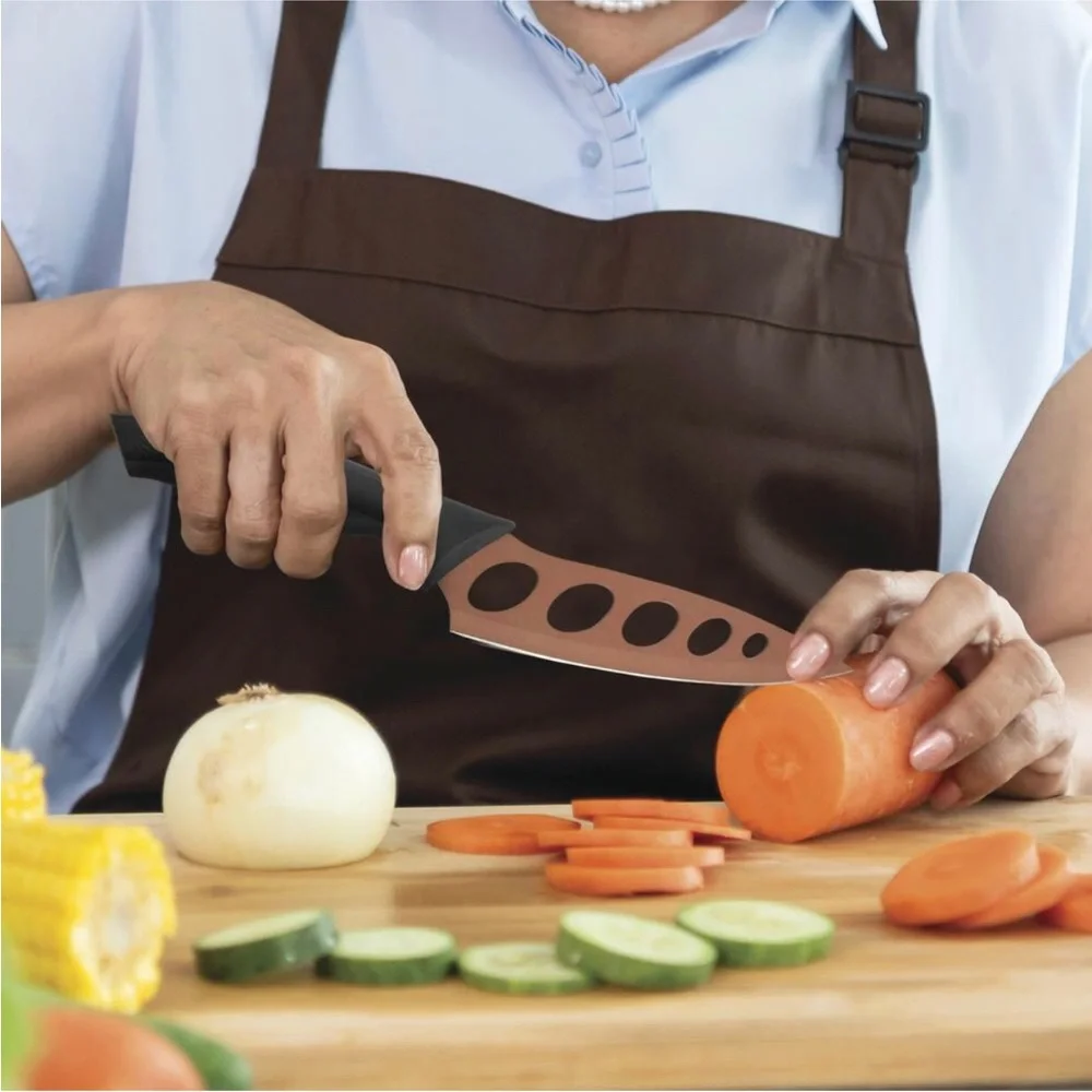 NEW Copper Knife 2 Pack Stainless Steel Copper Coating Stays Sharp Forever 9.75”